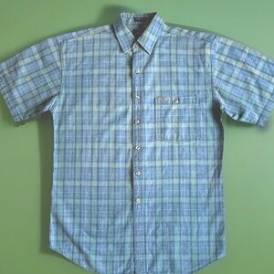 3/$25 SALE! Dickies Men’s Cotton Short Sleeve Shirt Blue Green Plaid M